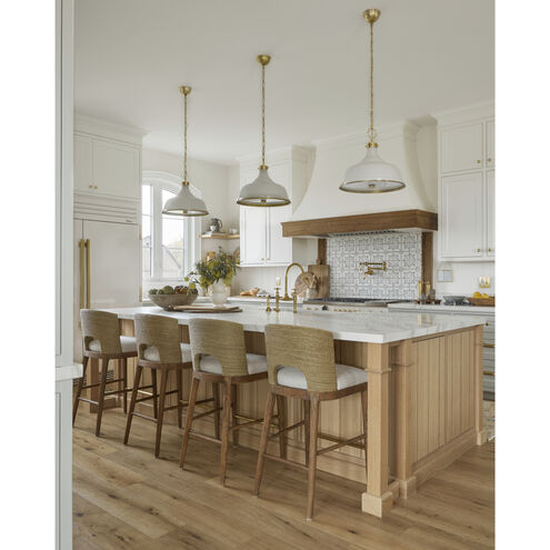 Painted No.1 3 Light 18 inch Aged Brass Pendant Ceiling Light in Aged Brass/Off White